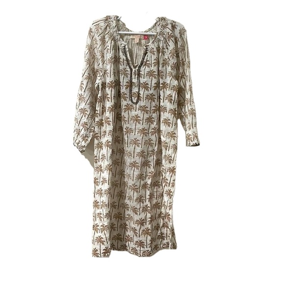 Pink Chicken Other - • Pink Chicken • Girls Ava Palm Tree Print Dress Long Sleeves White Brown 12